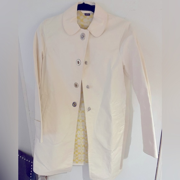 Coach White Trench Coat Size 4 - Picture 1 of 2